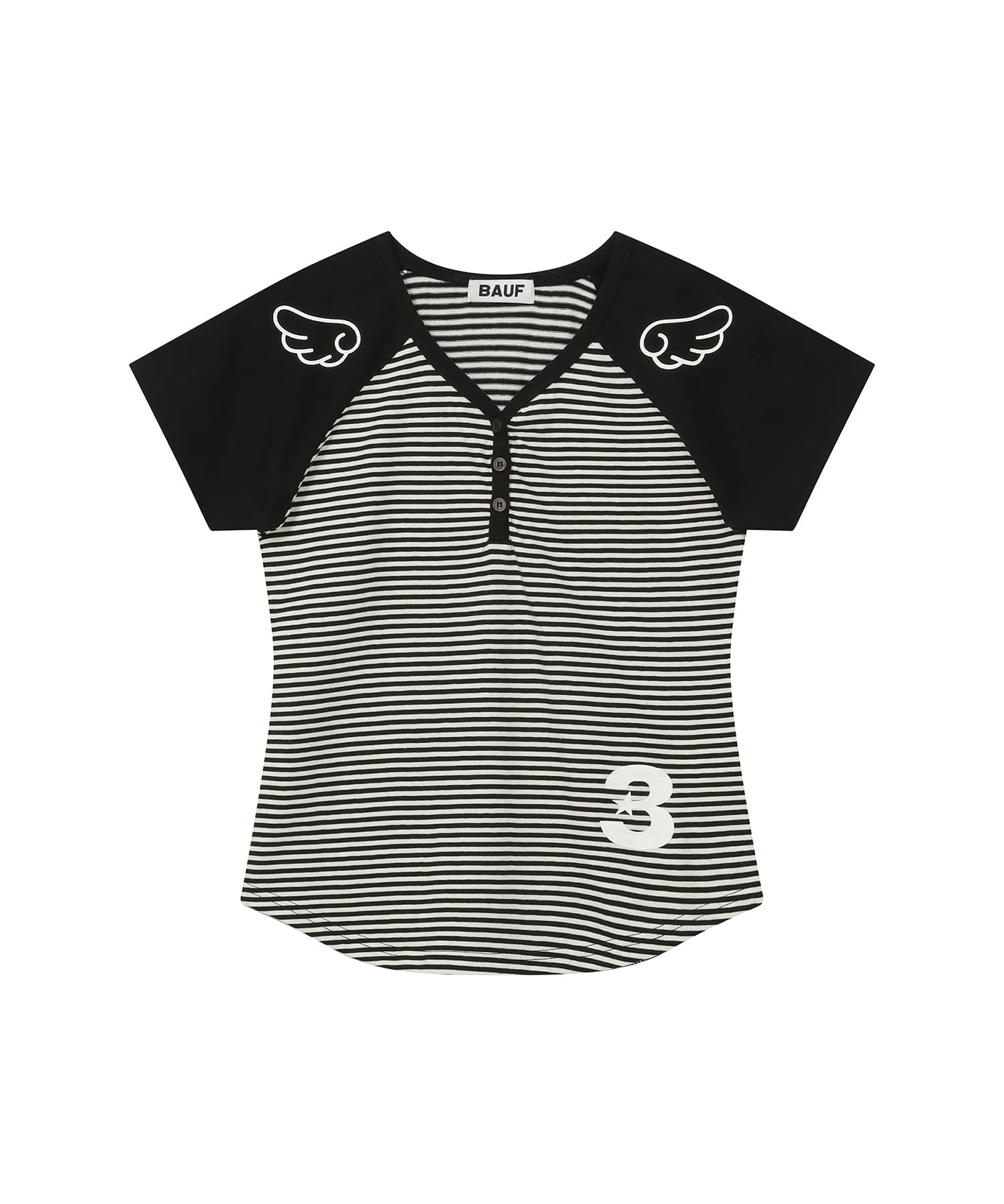 3 Button Angel Slim Fit T-Shirt [Straight Black]